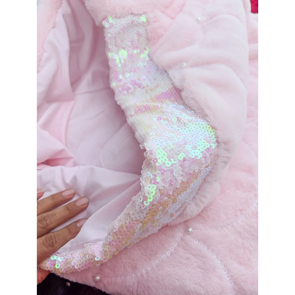 Kensie Home 22X52 Pink Plush Snuggle Mermaid Tail Throw Sleepover Cozy Pearls
